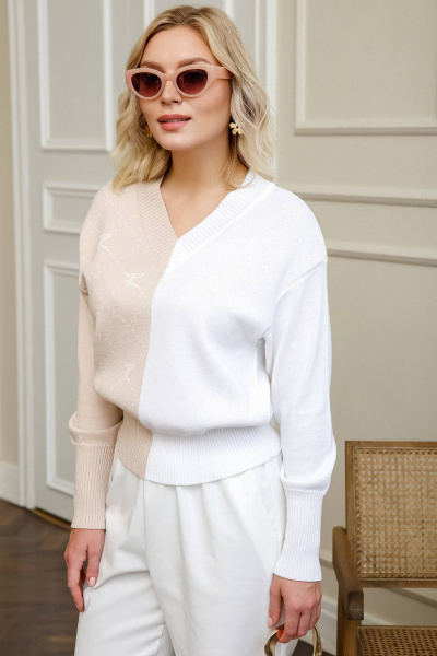 Джемпер Romgil РВ0024-ХЛ2 крем-брюле,белый - фото 6