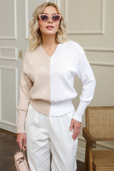 Джемпер Romgil РВ0024-ХЛ2 крем-брюле,белый - фото 1