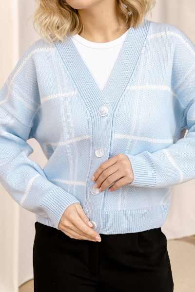 Кардиган Romgil РВ0077-АК2 бледно-голубой,белый - фото 3