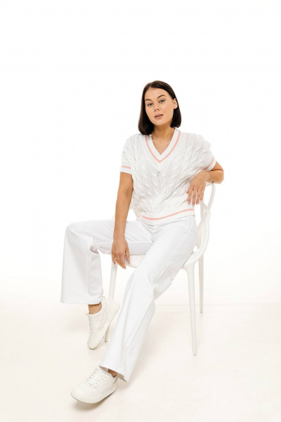 Джемпер Romgil РВ0083-ХЛ2 белый,розовый_персик - фото 3