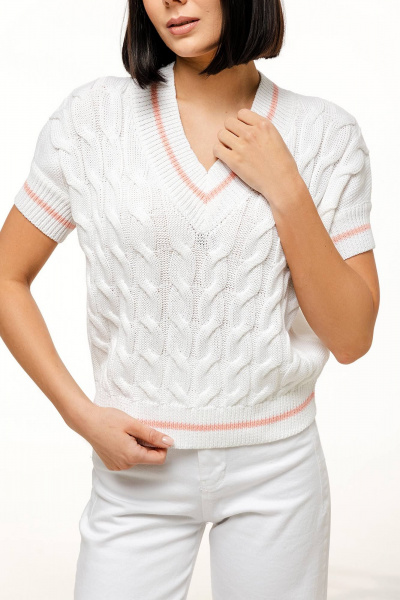 Джемпер Romgil РВ0083-ХЛ2 белый,розовый_персик - фото 2