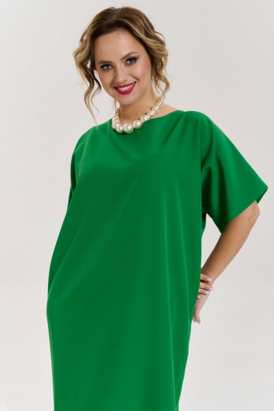 Зеленое платье балон с конструктивными складками SOVA 11224 - фото 4