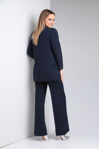 Блуза, брюки, жакет Lady Line 567 синий-белый - фото 3