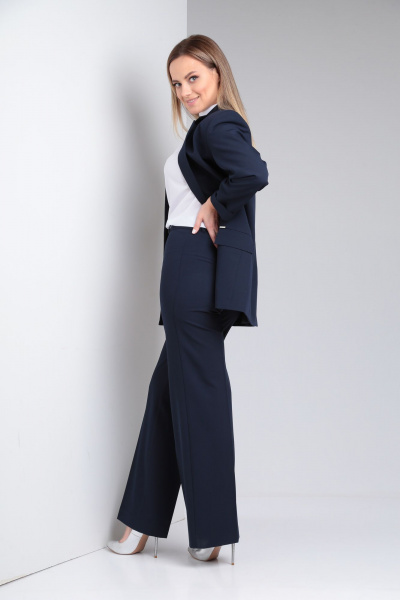 Блуза, брюки, жакет Lady Line 567 синий-белый - фото 8