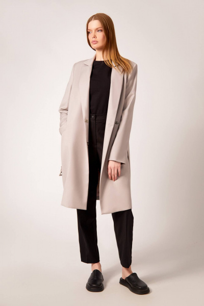 Жакет полуприталённый с рельефами и пряжкой Rivoli 8055.1 пудрово-серый - фото 2