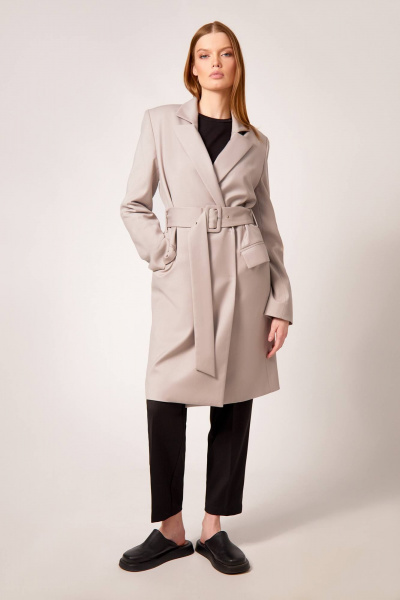 Жакет полуприталённый с рельефами и пряжкой Rivoli 8055.1 пудрово-серый - фото 1