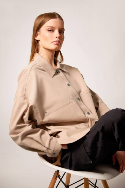 Рубашка джинсовая бежевого цвета с вышивкой Rivoli 2375.1 пшеничный - фото 7