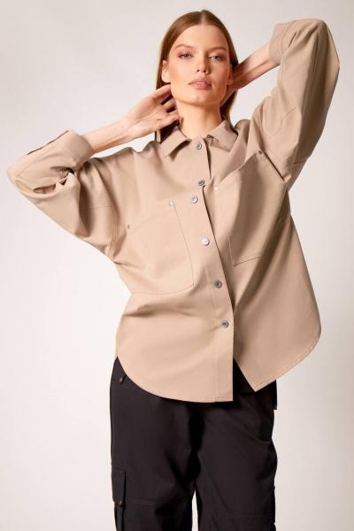 Рубашка джинсовая бежевого цвета с вышивкой Rivoli 2375.1 пшеничный - фото 1