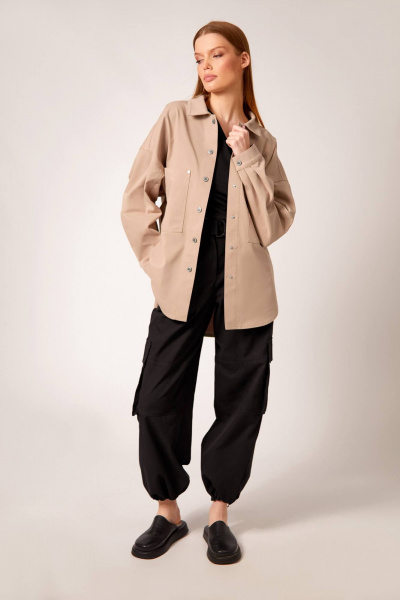 Рубашка джинсовая бежевого цвета с вышивкой Rivoli 2375.1 пшеничный - фото 6