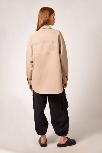 Рубашка джинсовая бежевого цвета с вышивкой Rivoli 2375.1 пшеничный - фото 4