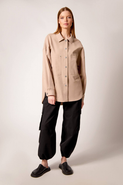 Рубашка джинсовая бежевого цвета с вышивкой Rivoli 2375.1 пшеничный - фото 3