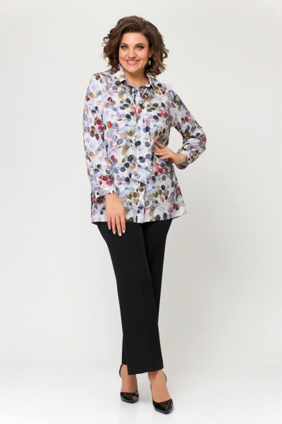 Блуза Приталенная удлиненная с воротником и бантами Slaviaelit 532 листики - фото 5