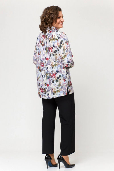 Блуза Приталенная удлиненная с воротником и бантами Slaviaelit 532 листики - фото 7