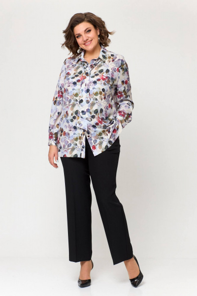 Блуза Приталенная удлиненная с воротником и бантами Slaviaelit 532 листики - фото 2