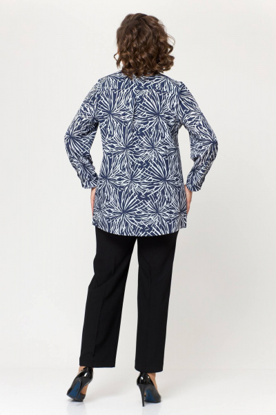 Длинная блуза из блузочной ткани с каплевидным вырезом Slaviaelit 532 сине-белая - фото 5