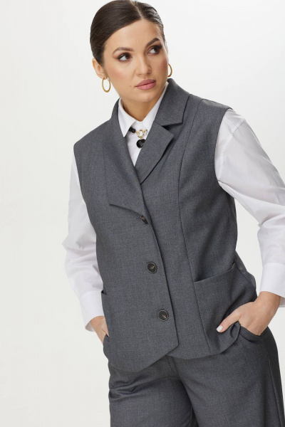 Брюки, жилет Kaloris 2057 серый - фото 5