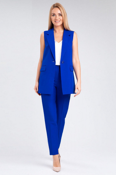 Деловой брюки и жилет с зауженными брюками и резинкой IVARI 20403/1 василек - фото 2