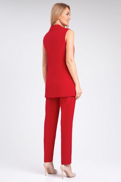 Стильный костюм брюки и жилет с боковыми рельефами IVARI 20403/1 красный - фото 4