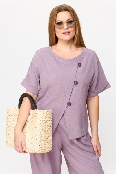 Брючный костюм с шароварами и укороченным жакетом лето Michel chic 1337/1 лаванда - фото 8