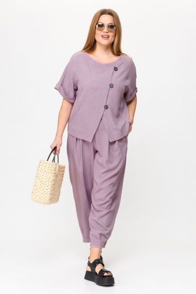 Брючный костюм с шароварами и укороченным жакетом лето Michel chic 1337/1 лаванда - фото 2