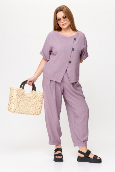 Брючный костюм с шароварами и укороченным жакетом лето Michel chic 1337/1 лаванда - фото 1