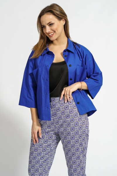 Образы из текстиля: жакет, блуза и брюки в стильной комбинации Медея и К 2202 электрик - фото 8