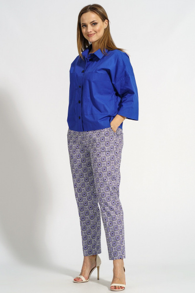 Образы из текстиля: жакет, блуза и брюки в стильной комбинации Медея и К 2202 электрик - фото 4