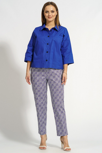 Образы из текстиля: жакет, блуза и брюки в стильной комбинации Медея и К 2202 электрик - фото 3