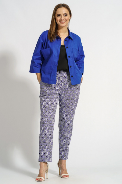 Образы из текстиля: жакет, блуза и брюки в стильной комбинации Медея и К 2202 электрик - фото 1