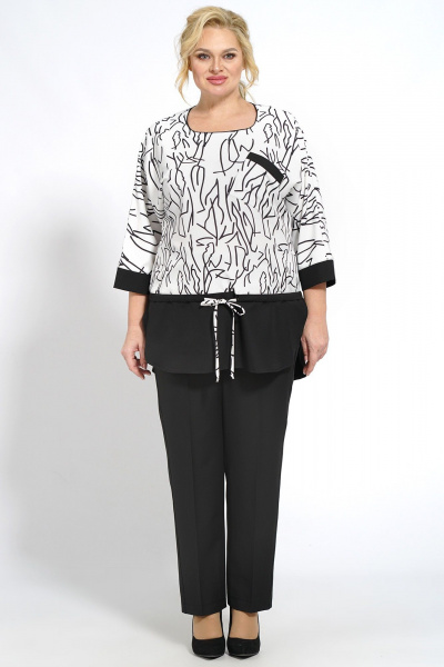 Блуза и брюки в стиле повседневный из текстиля Медея и К 2239 бело-черный - фото 8