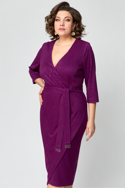 Платье с запахом из трикотажа, миди, приталенное Danaida 2205 фуксия - фото 9