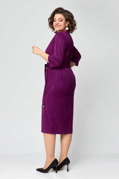 Платье с запахом из трикотажа, миди, приталенное Danaida 2205 фуксия - фото 8