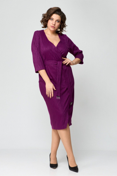 Платье с запахом из трикотажа, миди, приталенное Danaida 2205 фуксия - фото 4
