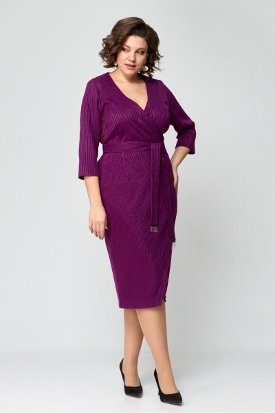 Платье с запахом из трикотажа, миди, приталенное Danaida 2205 фуксия - фото 2