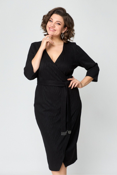 Платье с запахом и приталенным силуэтом из трикотажа Danaida 2205 черный - фото 8