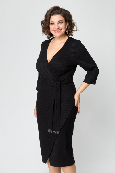 Платье с запахом и приталенным силуэтом из трикотажа Danaida 2205 черный - фото 7