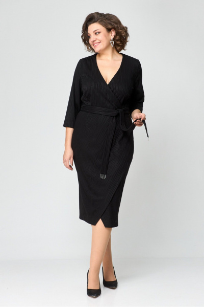 Платье с запахом и приталенным силуэтом из трикотажа Danaida 2205 черный - фото 5