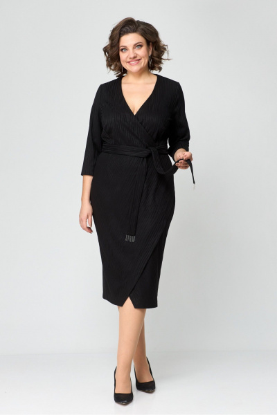 Платье с запахом и приталенным силуэтом из трикотажа Danaida 2205 черный - фото 4
