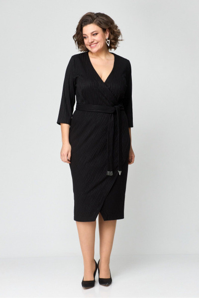 Платье с запахом и приталенным силуэтом из трикотажа Danaida 2205 черный - фото 3