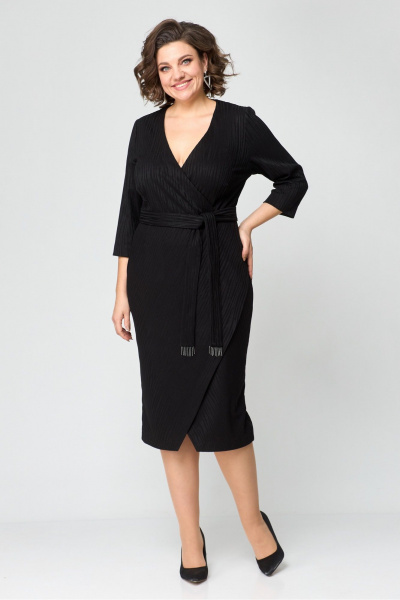 Платье с запахом и приталенным силуэтом из трикотажа Danaida 2205 черный - фото 2
