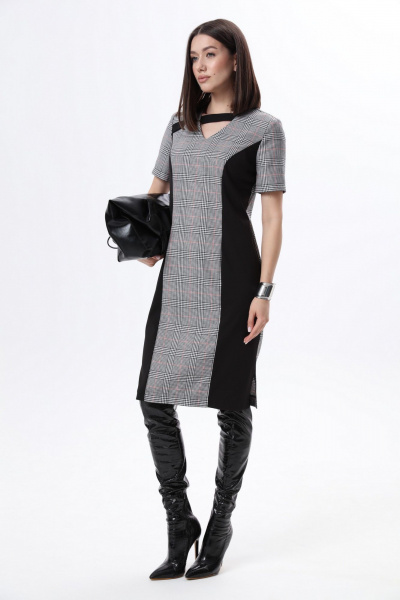 Деловое платье-футляр с V-образным вырезом и разрезом LM М1 - фото 4