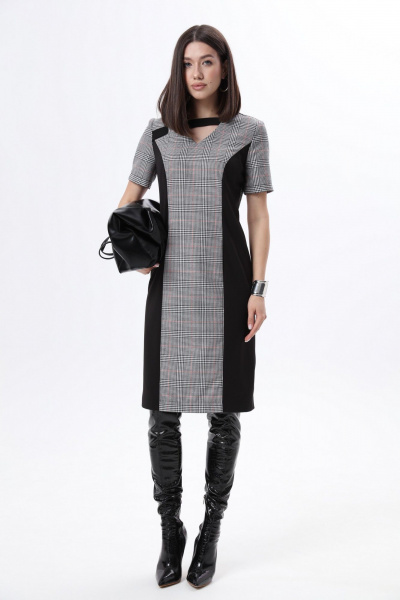 Деловое платье-футляр с V-образным вырезом и разрезом LM М1 - фото 3