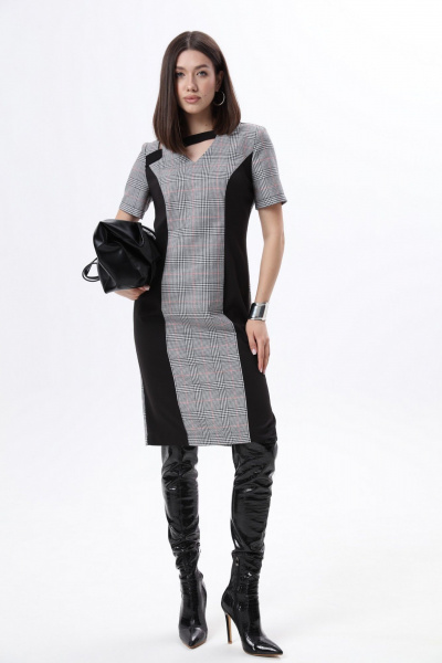 Деловое платье-футляр с V-образным вырезом и разрезом LM М1 - фото 2