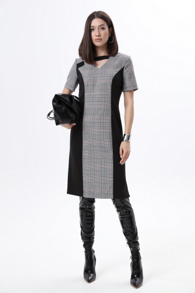 Деловое платье-футляр с V-образным вырезом и разрезом LM М1 - фото 1