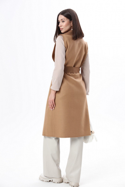 Длинный жилет из шерстяной ткани с нагрудными карманами и поясом LM WO46-1 - фото 7