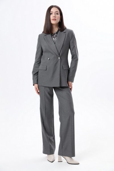 Костюм 2-ка жакет и брюки прямого силуэта для деловых образов LM К6667 серый - фото 8