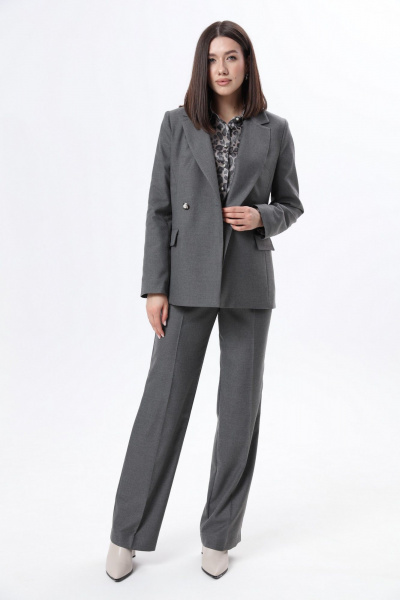 Костюм 2-ка жакет и брюки прямого силуэта для деловых образов LM К6667 серый - фото 5