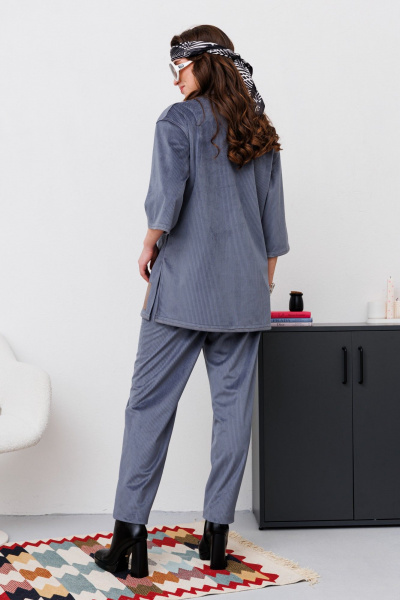 Круглогодичная вельветовая блуза свободного кроя с запахом NikVa 478-2 - фото 3