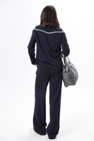Комплект брюки и джемпер с открытыми плечами из трикотажа LM К1347 синий - фото 6