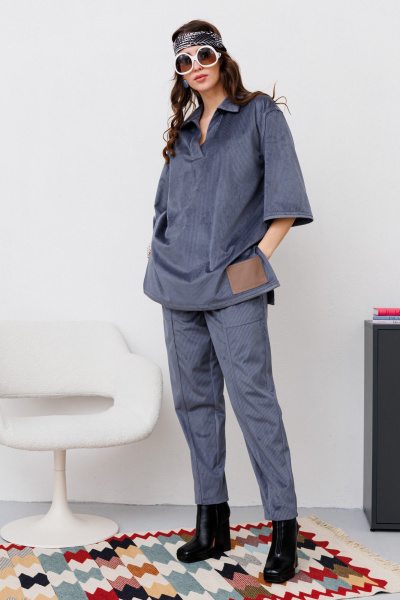 Блуза, брюки NikVa 477-2 графит - фото 5